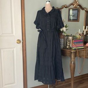 WHO WHAT WEAR black Midi dress